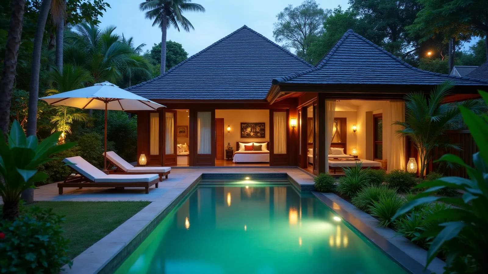 Luxury villa in Bali with private pool prepared for honeymoon couples