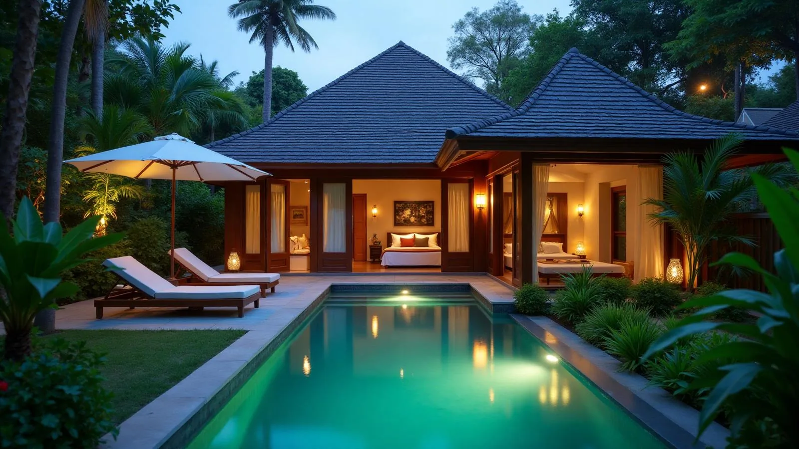 Luxury villa in Bali with private pool prepared for honeymoon couples